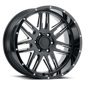 American Outlaw 12 Gauge Wheels Rims 20x9 5x139.7 Gloss Black Milled 10mm | 129-2958GB