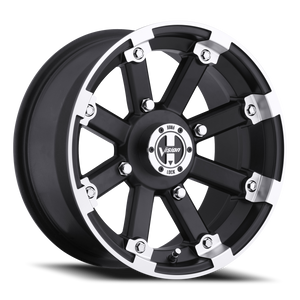 Vision Lockout 393 Atv Utv Wheel 15x8 4x110 Matte Black With Machined Lip -10mm | 393-158110MBML4