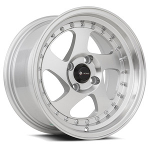 Vors Vr2 Wheels Rims 15x8 4x108 Silver Machined W/ Machined Lip & Chrome Rivets 20mm | VR02158040020S-408