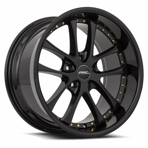 Arc Ar5 Wheels Rims 18x9.5 5x110 Black W/ Gold Rivets 30mm | AR05189551430BK-510