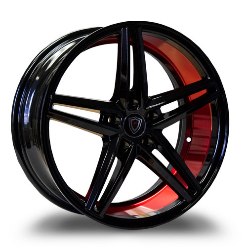 Marquee M8571 Wheels Rims 18x8 5x112 Black Red 25 | 8571188511225GBCR