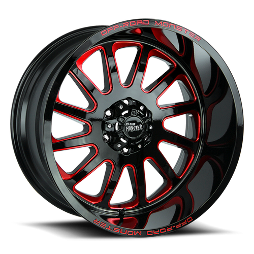 DOORBUSTER PRICING! - Off Road Monster M17 M17 Wheel 20x10 5x127 Gloss Black w/ Candy Red Milling -19mm | M170527N19GBMLR