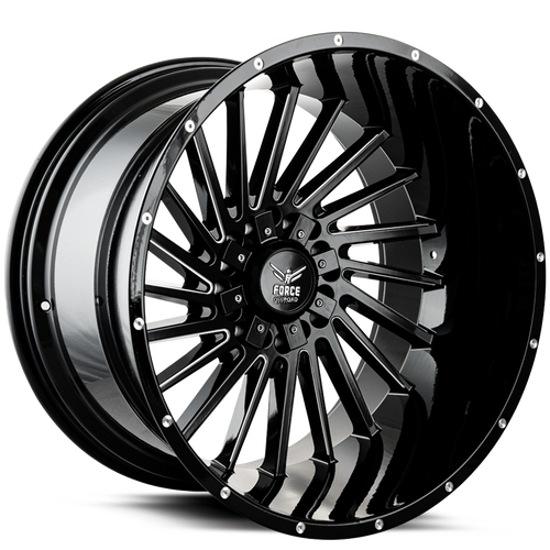 Force Off-Road F38 Wheels Rims 22x12 5x127 (5x5) 5x5.5 (5x139.7) Black Milled -44 | F3822125127/139.7-44B/M