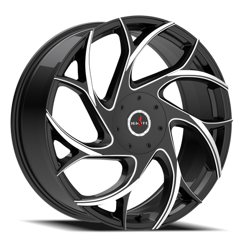 DOORBUSTER PRICING! - Ignite G02 Inferno Wheel 24x8.5 5x114.3 & 5x120 Gloss Black w/ Milled Tips 35mm | G0248550135GBMLT