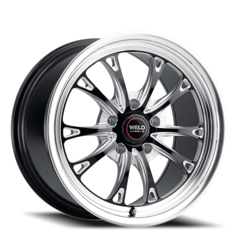 Weld Street Performance Belmont Drag Wheel 18x5 5x120.65 Gloss Black Milled w/ Diamond Lip -10mm | S1578C063N10