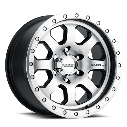 DOORBUSTER PRICING! - Raceline 929M Avenger Wheel 17x9 5x139.7 Machined w/ Black Accents And High-Lustre Lip-Edge Bolts -12mm | 929M-79055-12