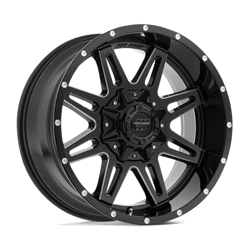 Pro Comp Alloy Blockade Series 42 Wheels Rims 20x9.5 Black Milled 5x5.5 (5x139.7) 5x150 -6mm | PXA8142-29526 | Free Shipping!