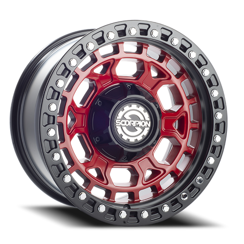 Scorpion Nomad Wheel 17x9 6x135 & 6x139.7 Red w/ Black Lip -12mm | ND-17963539-12CRBL
