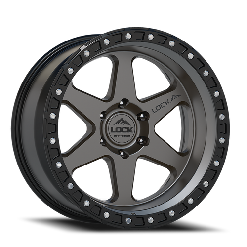DOORBUSTER PRICING! - Lock Offroad Olympus Wheel 17x9 6x139.7 Matte Grey w/ Matte Black Ring -12mm | OLYMPUS-7969MGMBR12N