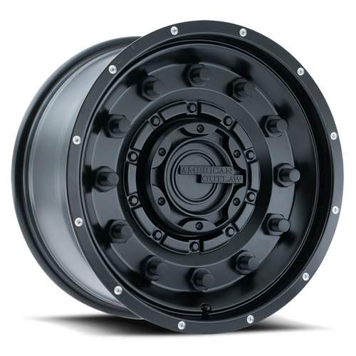 American Outlaw Dusty Road Wheel 20x9 6x139.7 Satin Black -5mm | 137-2983MB