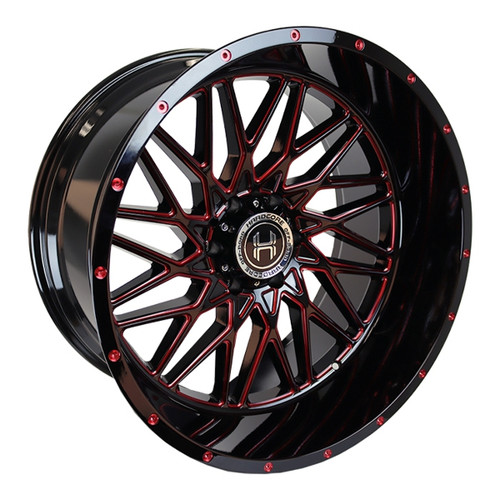 Hardcore Off-Road HC22 Wheels Rims 20x10 6x5.5 (6x139.7) Gloss Black Red Milled -19 | HC2220106139GBRM-19