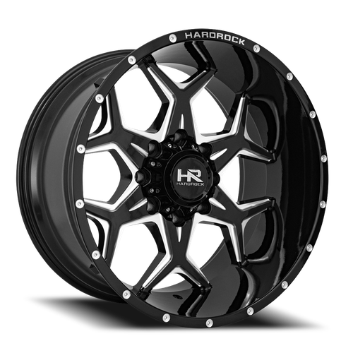 Hardrock Offroad Reckless Xposed Wheel 22x12 6x139.7 Gloss Black Milled -51mm | H507-221283151BM