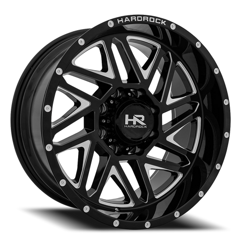 Hardrock Offroad Bones Xposed Wheel 24x14 6x139.7 Gloss Black Milled -76mm - MINIMUM PURCHASE OF 4 WHEELS | H501-241483176BM