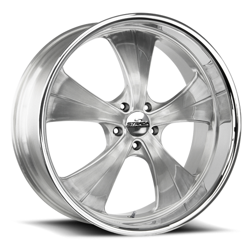 DOORBUSTER PRICING! - Strada Street Classics C02 Old Skool Wheel 24x10 6x139.7 Brushed Silver w/ Stainless Lip 24mm | C02463924BFSMLSS