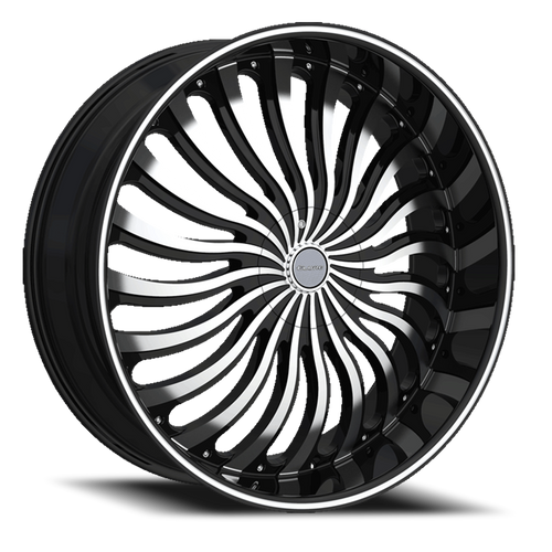 Elure 33 Wheel 22x9 5x115 & 5x120 Black Machined 13mm | ELR033-22914B