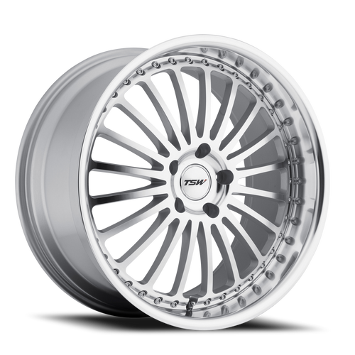 Tsw Silverstone Wheel 18x8 5x120 Silver w/ Mirror Cut Face & Lip 35mm | 1880SIL355120S76