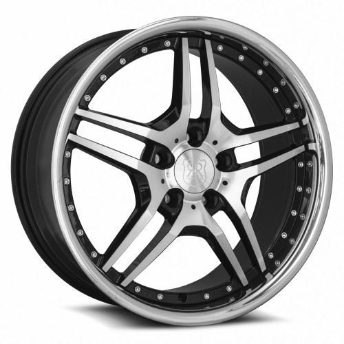 Mrr Rw2 Wheels Rims 19x8.5 5x120 Black W/ Chrome Lip 35mm | RW0219855xx25BK-52035