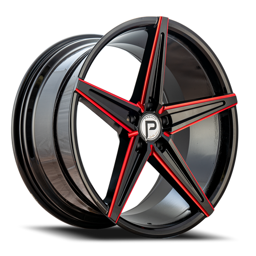 Pinnacle Supreme P202 Wheel 20x8.5 5x120 Black w/ Red Milling 35mm | P20220855120-35RML