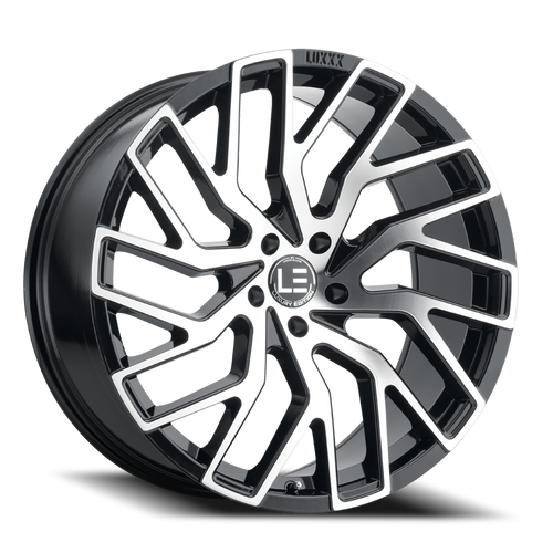 Lux Le 5 Wheel 22x9 5x120 Gloss Black Machined Face 25mm | LUXLE52295120+25B-A2