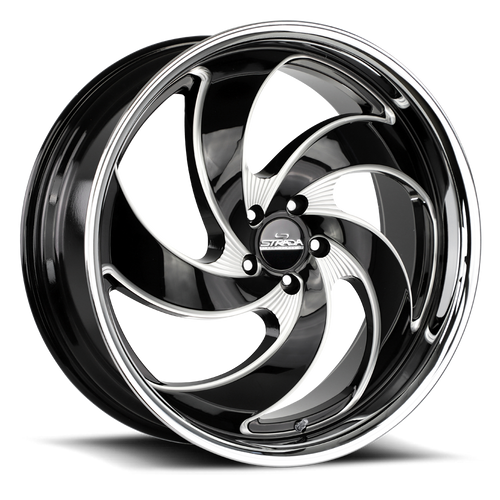 DOORBUSTER PRICING! - Strada Street Classics C05 Retro 5 Wheel 22x9 5x120 Gloss Black Milled w/ Stainless Lip 35mm | C05252035GBMLSS