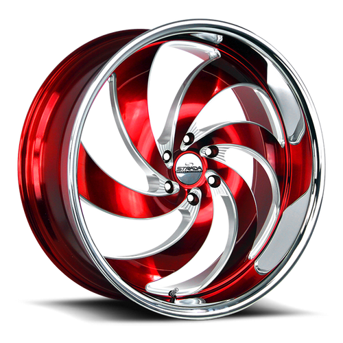 DOORBUSTER PRICING! - Strada Street Classics C06 Retro 6 Wheel 24x10 5x120 Milled Candy Red w/ Stainless Lip 25mm | C06452025RMLSS