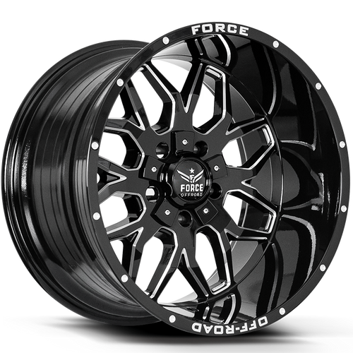 Force Off-Road F30 Wheels Rims 20x12 8x6.5 (8x165.1) Black Milled -44 | F3020128165-44B/M