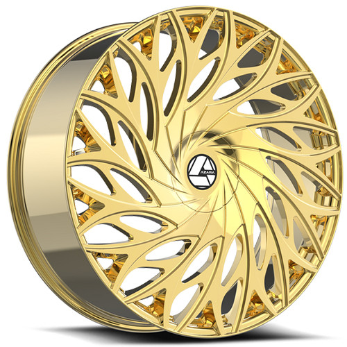 24x9 Azara Aza-525 Gold Custom Drilled Wheel Blanks Rims 18mm | AZA-5252490BLANK+18NG