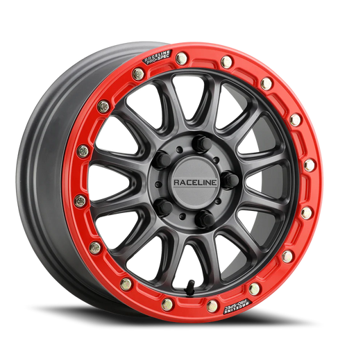 DOORBUSTER PRICING! - Raceline Alpha Atv Utv Wheel 15x7 5x114.3 Gunmetal w/ Red Ring 53mm | A14GR-57012+53