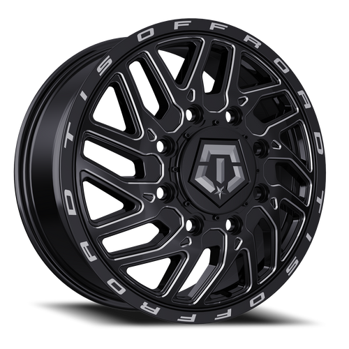 DOORBUSTER PRICING! - Tis 544Bm Dually Wheel 22x8.25 8x200 Gloss Black w/ Milled Accents 127mm - MINIMUM PURCHASE OF 4 WHEELS | 544BM-22881F1S