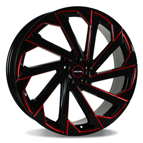20x8 Encore Alloys ENC106 Black Red Milled Rims Wheels 42mm 5x4.5 (5x114.3) | WENC106-6410