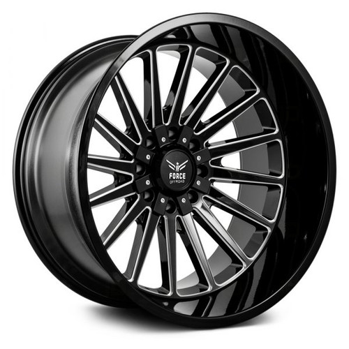 22x12 Force Off-Road F40 Black Milled Rims Wheels -44mm 5x5.5 (5x139.7) 5x150 | F4022125139.7/150-44B/M