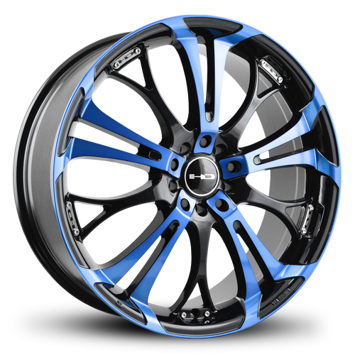 Hd Spinout Wheels Rims 22x8.5 5x115 5x120.65 Gloss Blue Machined 20mm | SO22856220BK-BL