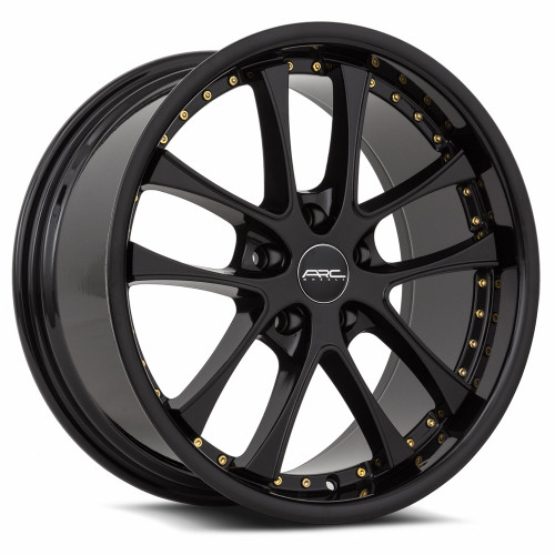 Arc Ar5 Wheels Rims 17x8 5x108 Black W/ Gold Rivets 35mm | AR05178051435BK-508