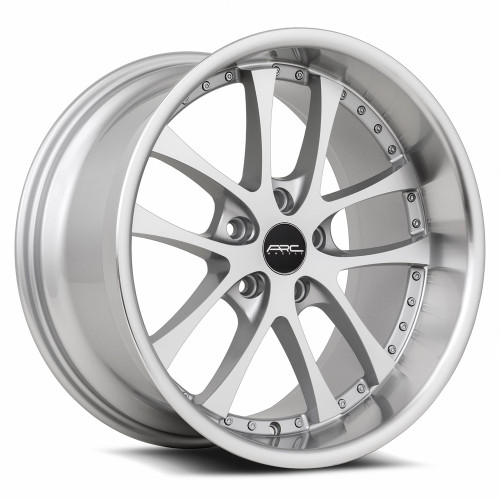 Arc Ar5 Wheels Rims 19x9.5 5x108 Silver Machined W/ Machined Lip & Chrome Rivets 35mm | AR05199551435SF-508