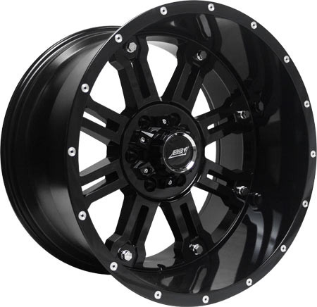 Bby Offroad 02 Big Nutz Wheels Rims 20x9 8x170 Black W/ Milled Rivets 0mm | BO229086700BR