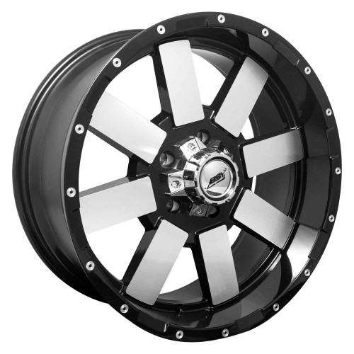 Bby Offroad 03 Fat Boy Wheels Rims 20x10 5x127 Black Machined W/ Milled Rivets -24mm | BO32010550-24BMR