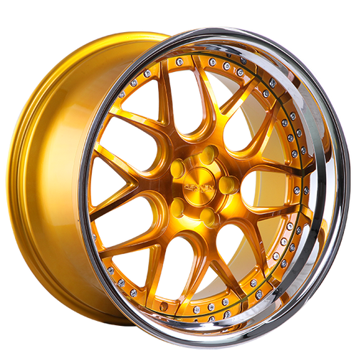 Rennen Csl-2 Wheels Rims 19x9.5 Blank Custom Drilled Tinted Gold W/ Chrome Step Lip 18mm | SL219950ZZ18CTY101