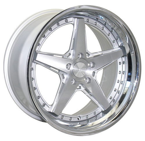 Rennen Csl-7 Wheels Rims 20x9 Blank Custom Drilled Silver Brushed W/ Chrome Step Lip 15mm | SL720900ZZ15CSX101