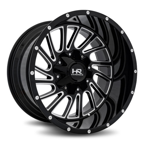 Hardrock Offroad H708 Overdrive Wheels Rims 20x9 5x127 5x139.7 Gloss Black Milled 0mm | H708-209052000GBM