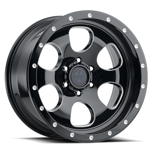 American Outlaw Gambler Wheel 17x8.5 6x139.7 Gloss Black w/ Milled Windows 0mm | 126-7883GB