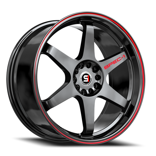 Spec-1 Spt-33 Wheel 18x8.5 4x100 & 4x114.3 Gloss Black & Red Line 38mm | SPT-331885938GBRL