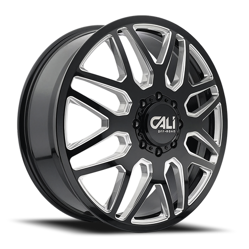 DOORBUSTER PRICING! - Cali Off-Road Invader Dually Wheel 22x8.25 8x200 Gloss Black Milled 115mm - MINIMUM PURCHASE OF 4 WHEELS | 9115D-22877BMF115