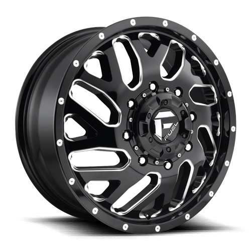 Fuel D581 Triton Dually Wheel 22x8.25 8x200 Gloss Black Milled 105mm - MINIMUM PURCHASE OF 4 WHEELS | D581228292