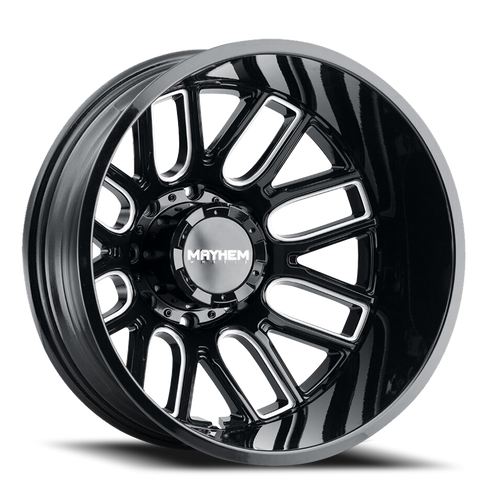 DOORBUSTER PRICING! - Mayhem Cogent Dually Wheel 22x8.25 8x200 Gloss Black Milled -192mm - MINIMUM PURCHASE OF 4 WHEELS | 8107D-22877BMR192