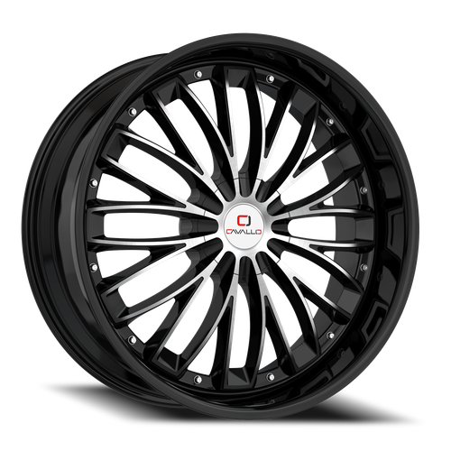 Cavallo Clv-42 Wheel 18x8 4x100 & 4x114.3 Gloss Black & Machined 35mm | CLV-42188041001143+35BM