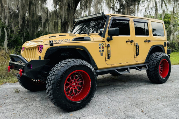 Customer vehicle showcasing pre-mounted and balanced wheel and tire package from WheelSetGo.