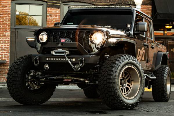 Deep Dish wheels on a lifted Jeep Wrangler