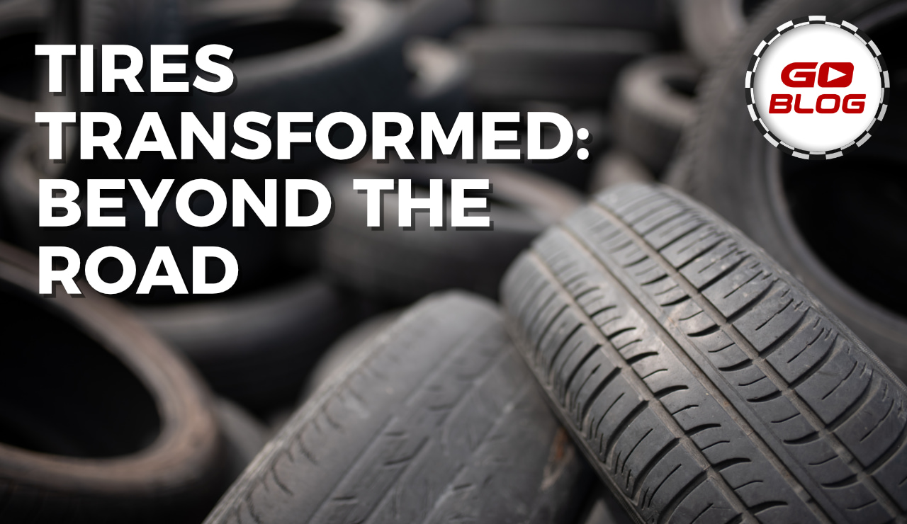 Pile of used car tires ready for recycling, symbolizing the potential for environmental sustainability.