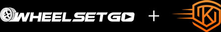 WheelSetGo logo + guaranteed delivery logo on black