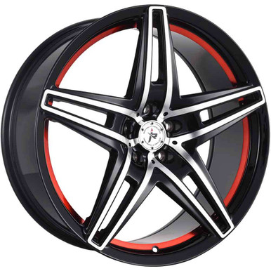 Impact Racing 604 Wheels Rims 22x9 5x114.3 Gloss Black W/ Red Machined ...